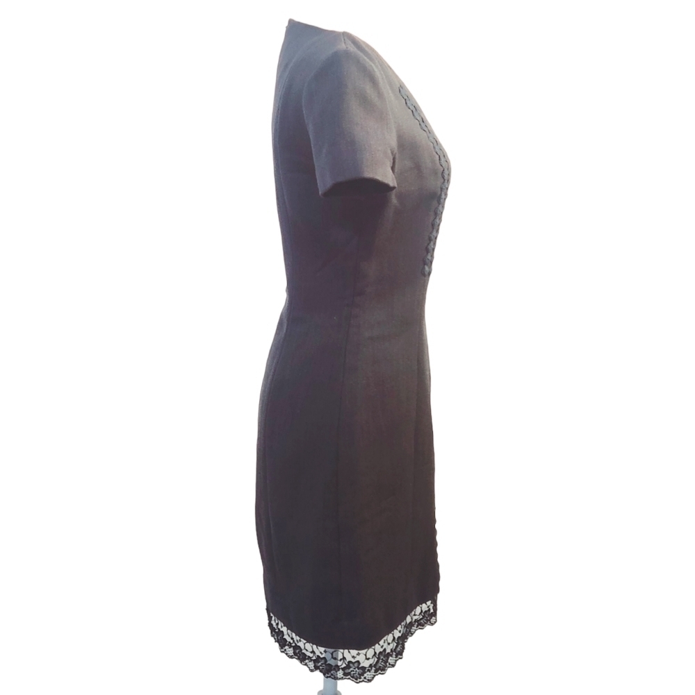 Paradiso Black Skater Style Dress Navy Blue X-Stitch With Lace peek-a-boo Sz: 2 - Picture 11 of 15